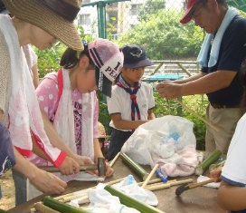 竹の水鉄砲作り